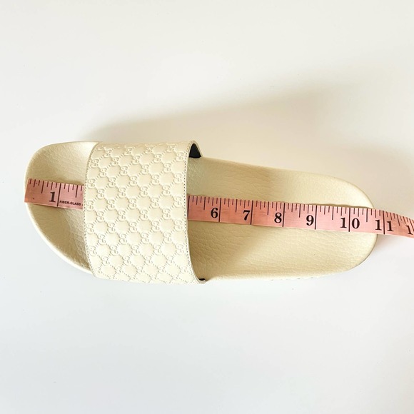 Gucci Leather Rubber Slide Sandal White Micro GG Monogram US Women 10 Men 8.5 - Picture 15 of 16